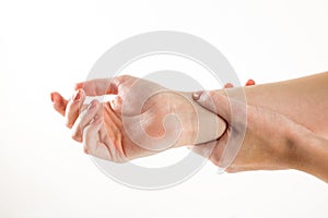 Woman with hand injury