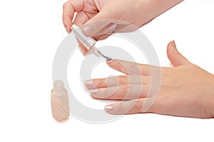 Woman hand with nail varnish photo