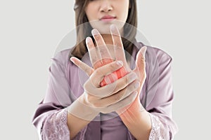 Woman with hand pain