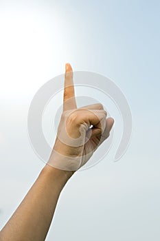 Woman hand pointing fingers,concept idea