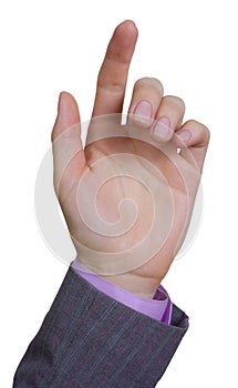 Woman hand pointing or pressing or touching screen