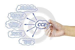 Woman hand and presentation of Critical Control Point (CCP) concept for use in manufacturing
