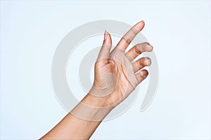 Woman hand reaching gesture hand stock photo