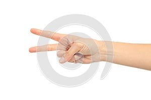 Woman hand in scissors gesture