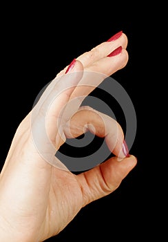 Woman hand show agreement gesture