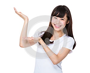 Woman with hand show with blank sign