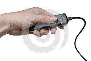 Woman hand with a shutter release cable