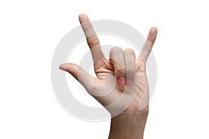 Woman hand sign love ASL american sigh language