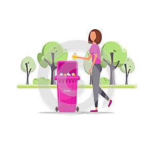 Woman hand throws garbage