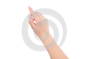 Woman hand touching or pointing to something