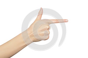 Woman hand touching virtual screen