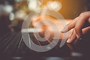 Woman hand using smartphone to send and recieve email for business