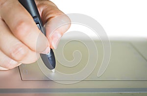 Woman hand using mouse pen