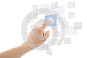 Woman hand using touch screen interface