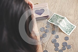 Woman hand wallet with money