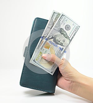 Woman Hand with wallet & Money