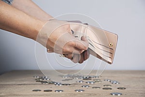 Woman hand wallet with money