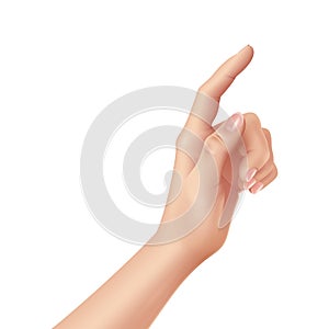 Woman hand on white background, realistic design vector illustration