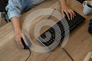 woman hand working with computer keyboard