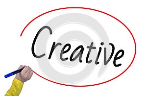 Woman hand writing create creative with marker