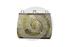 Woman handbag with flower ornament textile
