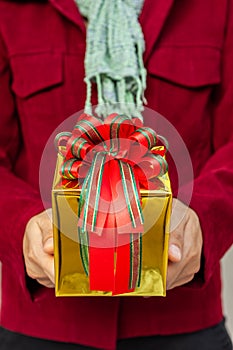 woman handling a gift