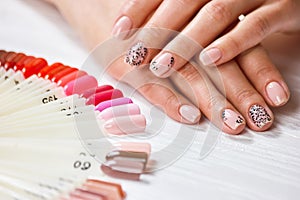 Woman hands with beautiful manicure.