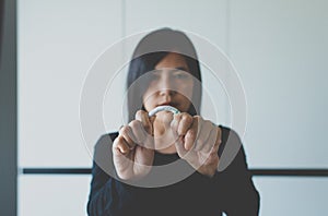 Woman hands destroying or crushing cigarette,Concept no smoking day world quitting world no tobacco in 31 may day