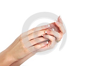 Woman hands with french manicure