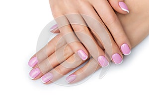 Woman hands with french manicure