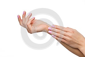 Woman hands with french manicure