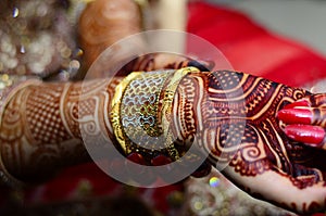 Woman hands with henna