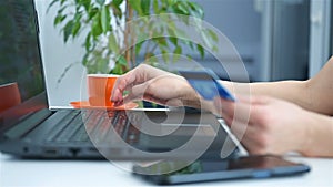 Woman Hands Holding Credit Card And Using Laptop Computer