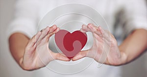 Woman hands holding Heart shape Love and Health symbol