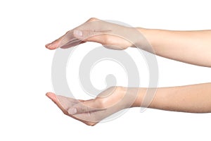 Woman hands with a protection gesture