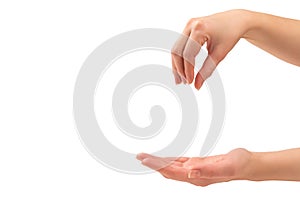 Woman hands wanting or asking for something