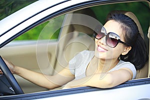 Woman happy driving