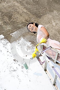 Woman happy with painting job