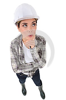 Woman in a hardhat photo