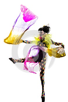 Woman harlequin circus dancer performer silhouette photo