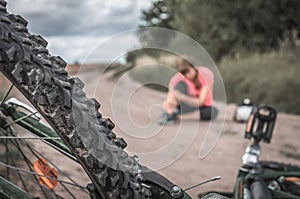 Woman has accident injury from bicycle