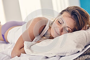 Woman has a good morning sleep