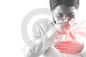 A woman has symptoms of coughing, sputum photo