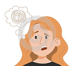 Woman has troubles with concentration vector isolated