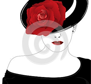 Woman in a hat with a rose