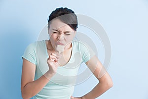 Woman have sensitive teeth photo