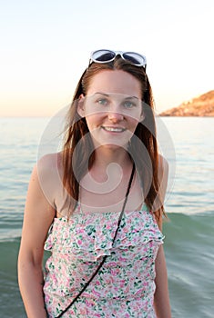 Woman havin fun in the water at the beach