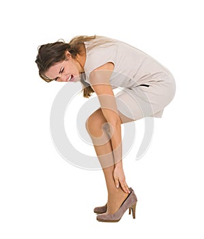 Woman having ankle pain