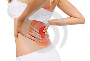 Woman having back pain