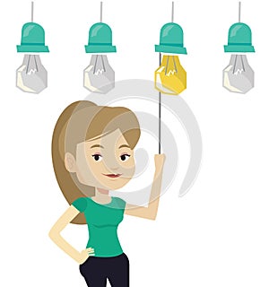 Woman having business idea vector illustration.